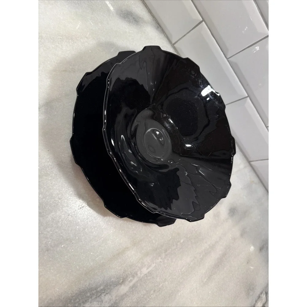 Art Deco 1930's Black Amethyst Serving Bowl And Platter Imperial GlassCo OLA0022